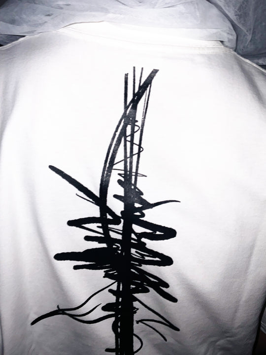 SPINE LONG TEE MATERIAL TYPE:B (WH×BK)