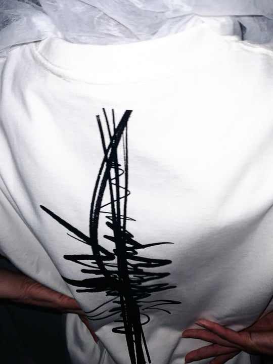 SPINE LONG TEE MATERIAL TYPE:B (WH×BK)