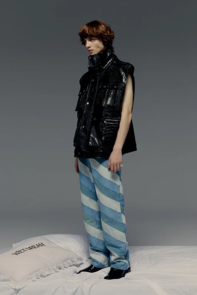 Black leather vest