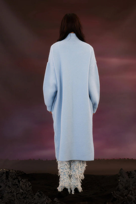 Light blue fishbone long sweater
