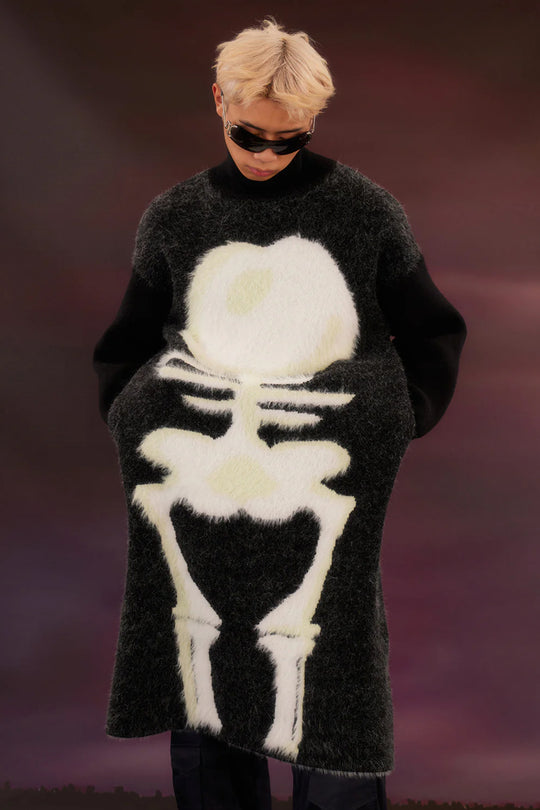 Black fishbone long sweater