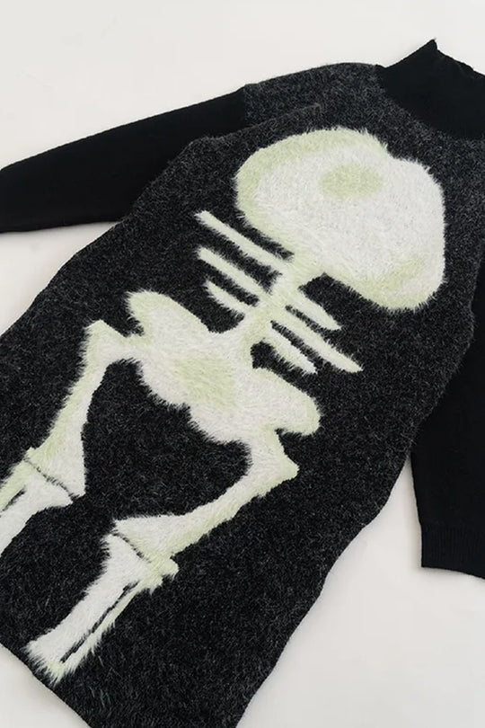 Black fishbone long sweater