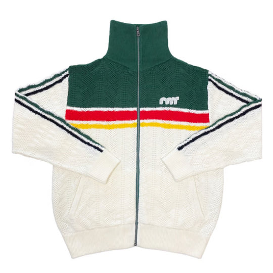 KNITTING TRACK JACKET  OFF WHITE