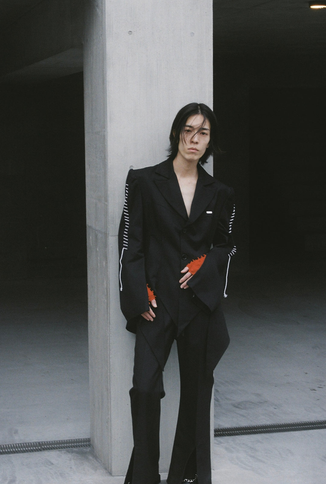 Peaked Flare Layered Jacket BLACK
