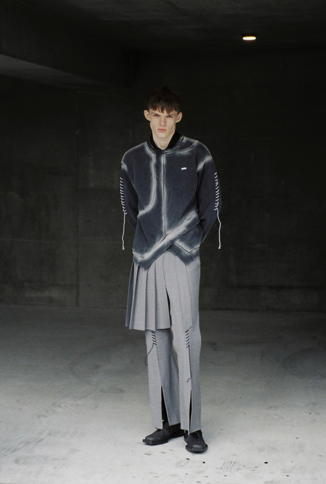 Bias Cutting Sweatshirt Charcoal