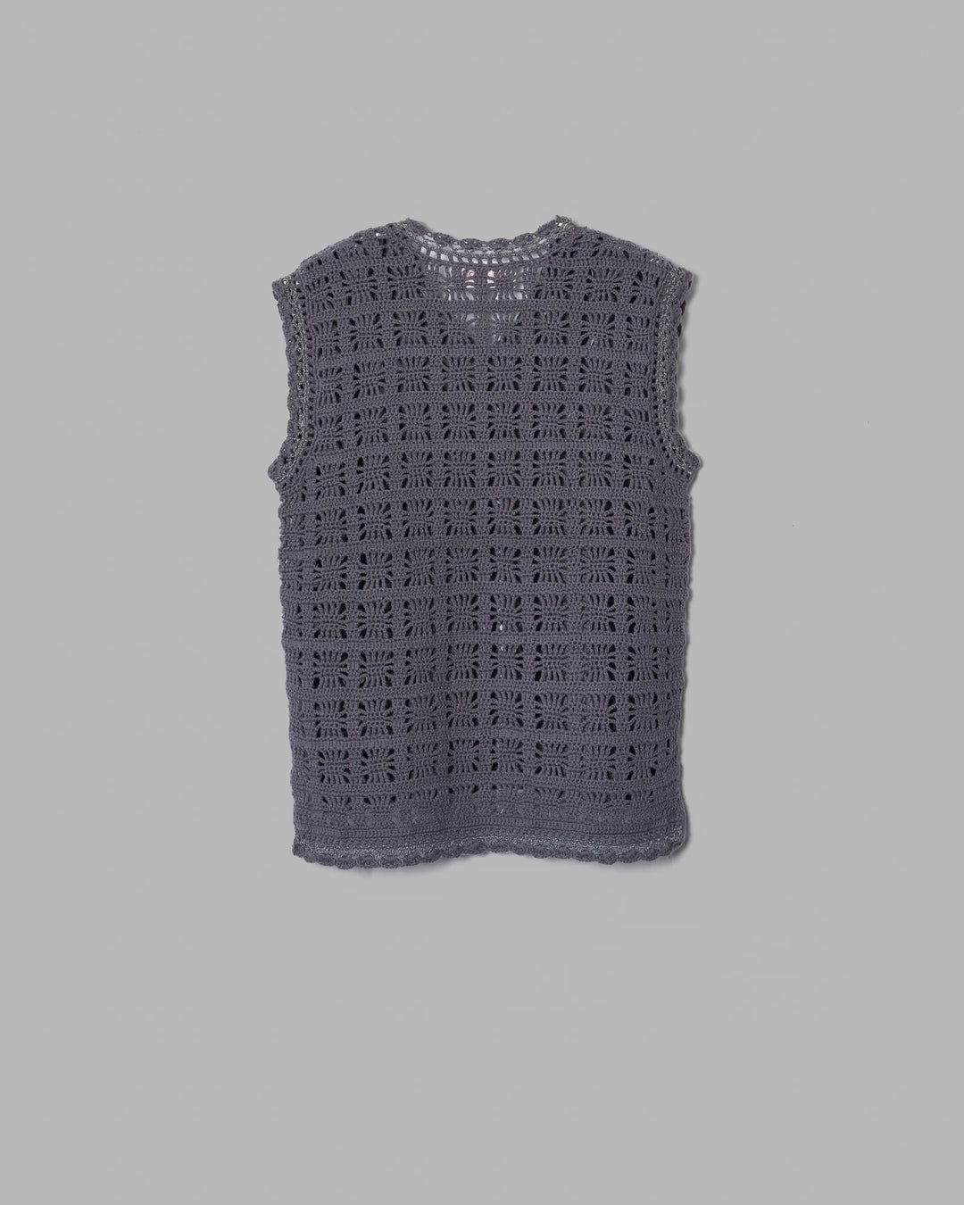 CROCHET HAND KNIT VEST - CHARCOAL