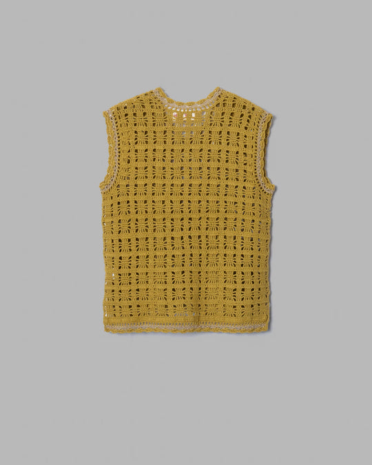 CROCHET HAND KNIT VEST - MUSTARD