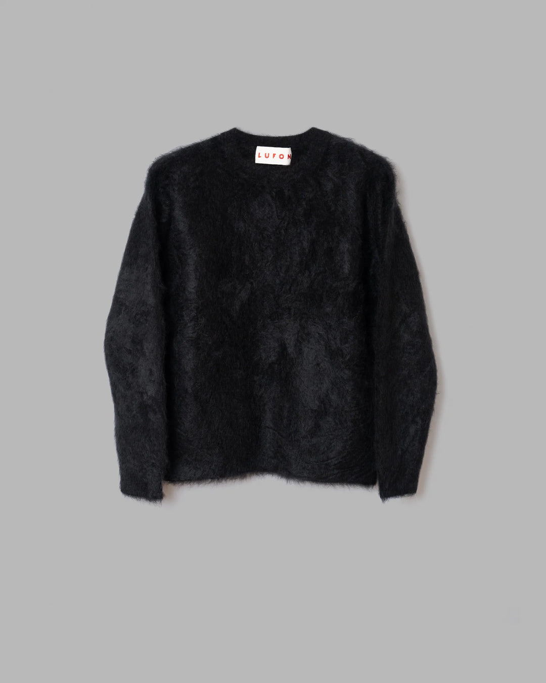 LUFON FUR CASHMERE CREWNECK KNIT - BLACK