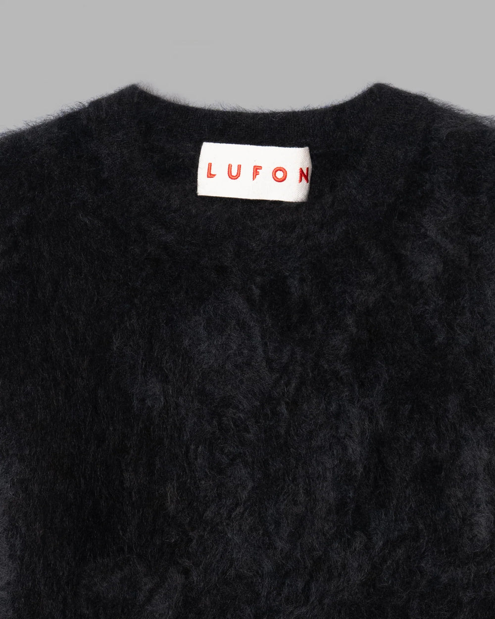 LUFON FUR CASHMERE CREWNECK KNIT - BLACK