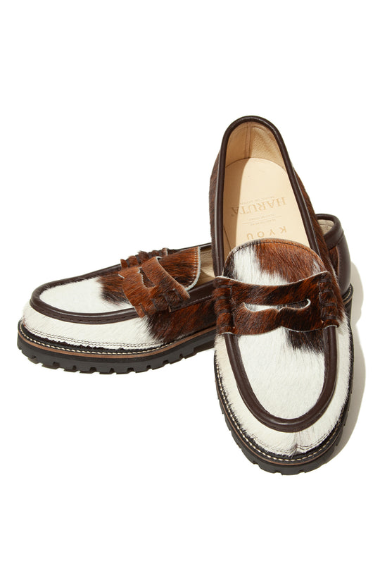”SKOOL" Type.4 Natural Hair Calf Leather Loafers by HARUTA