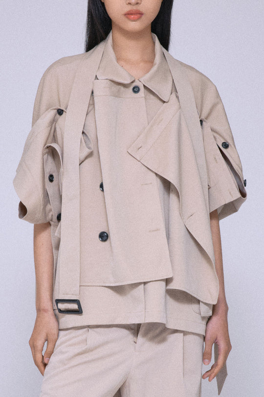 Cropped Trench Jacket Beige
