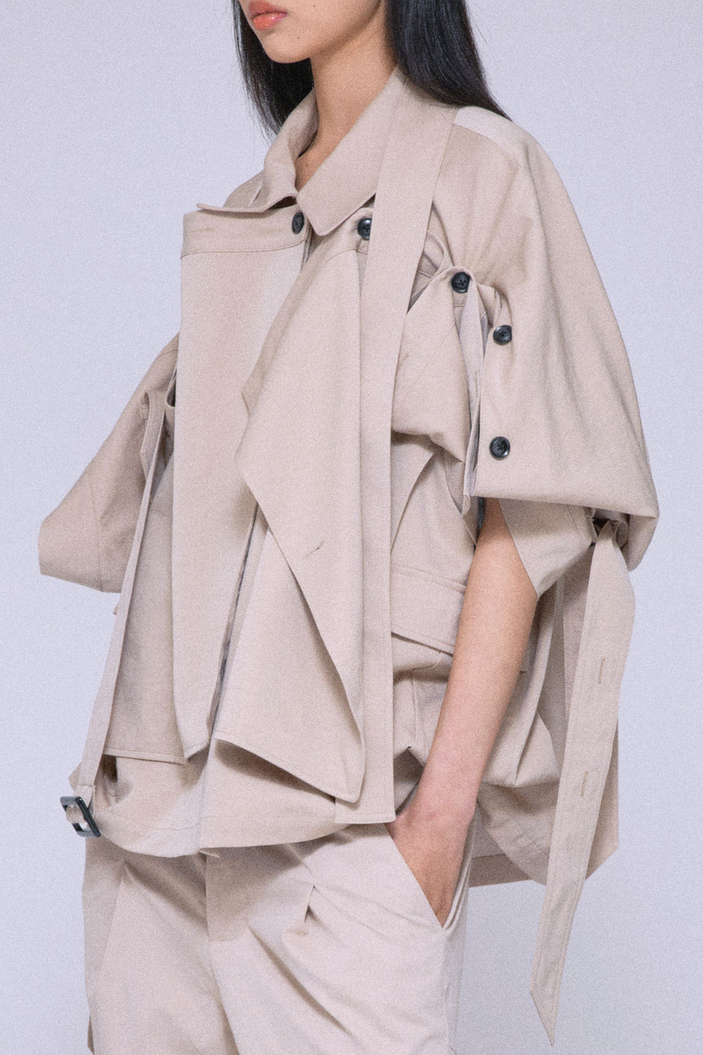 Cropped Trench Jacket Beige
