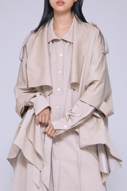 Statement Cropped Trench Beige