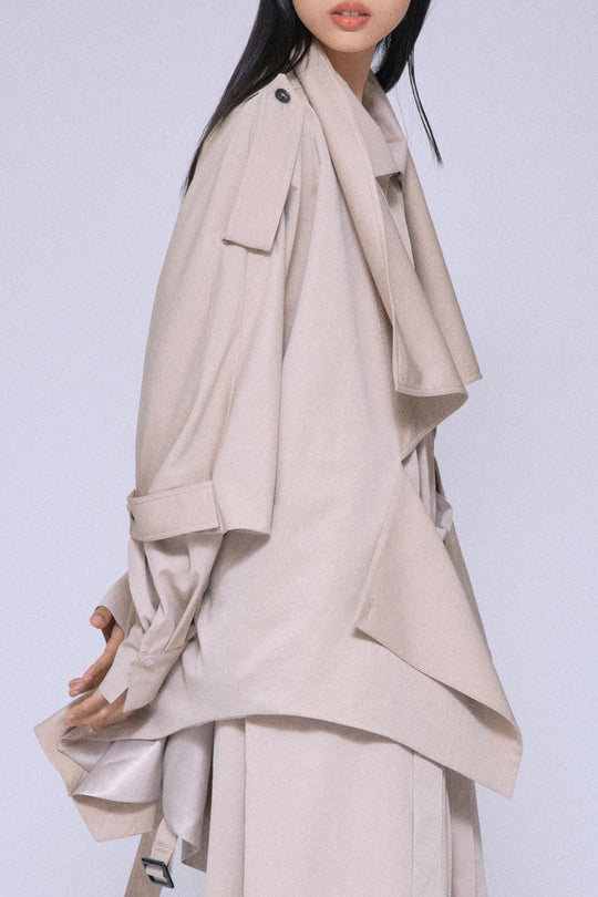 Statement Cropped Trench Beige