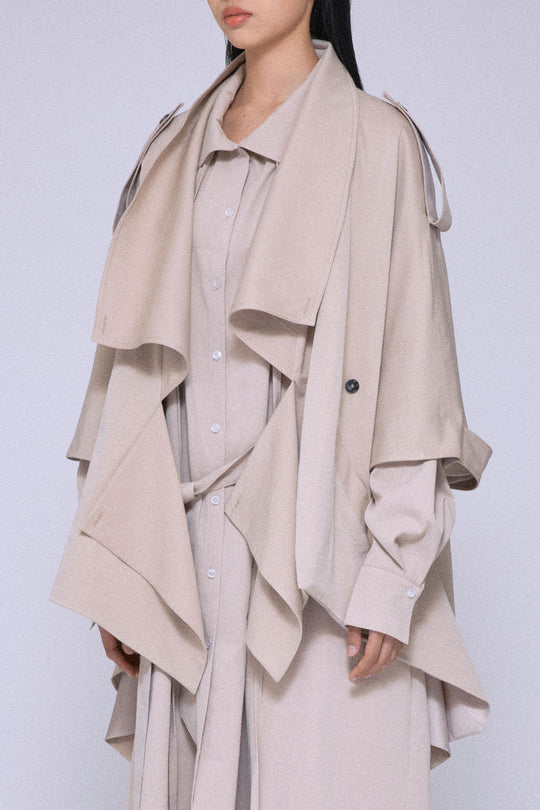 Statement Cropped Trench Beige