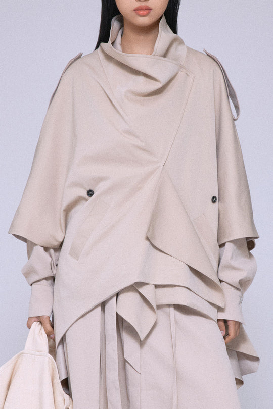 Statement Cropped Trench Beige
