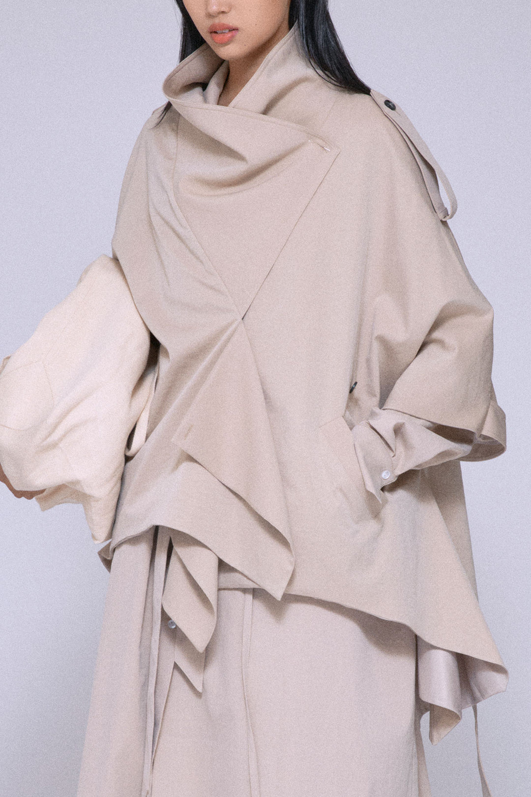 Statement Cropped Trench Beige