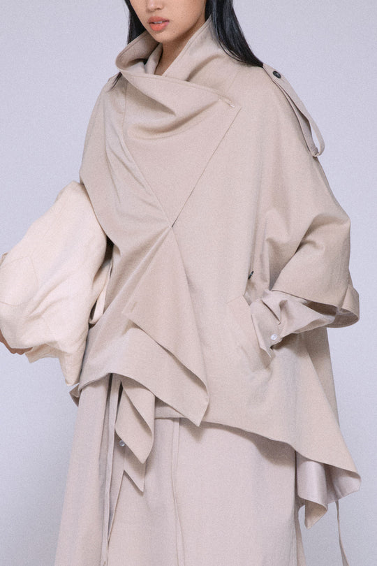 Statement Cropped Trench Beige