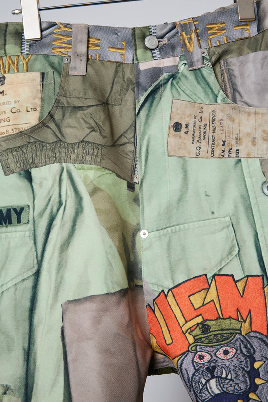 3D CUT TROUSERS TROMPE L'OEIL JUV KHAKI