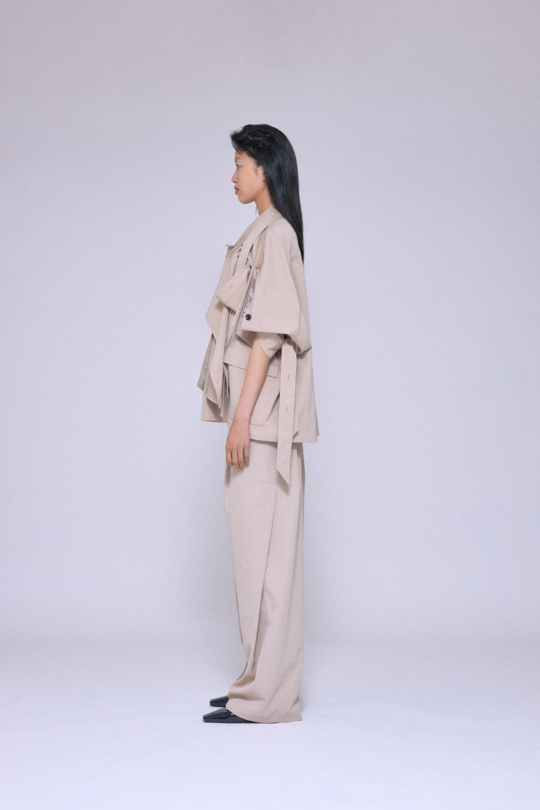 Cropped Trench Jacket Beige