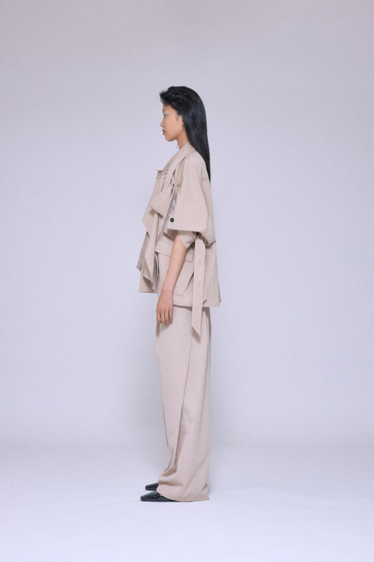 Cropped Trench Jacket Beige
