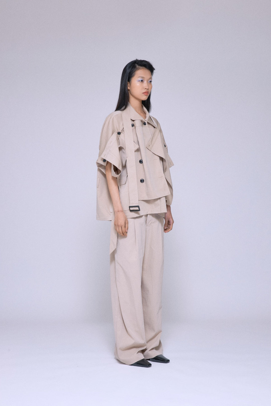 Cropped Trench Jacket Beige