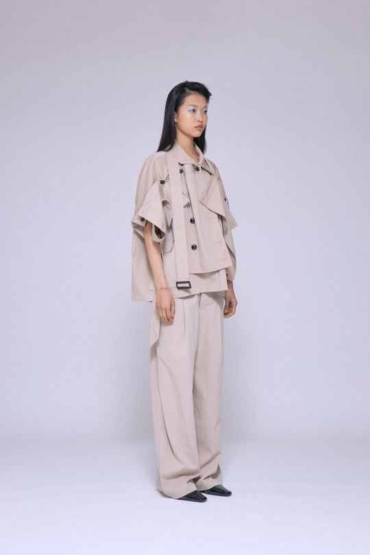 Cropped Trench Jacket Beige