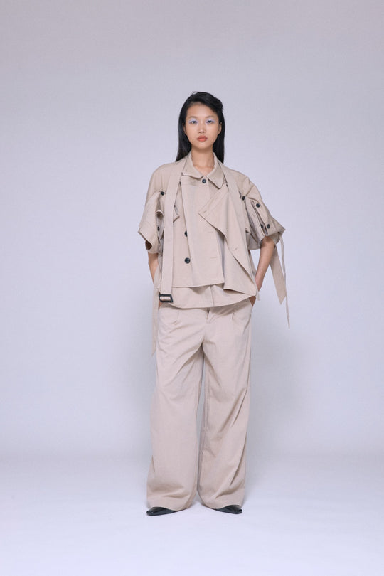 Cropped Trench Jacket Beige
