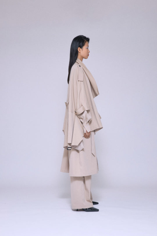 Statement Cropped Trench Beige