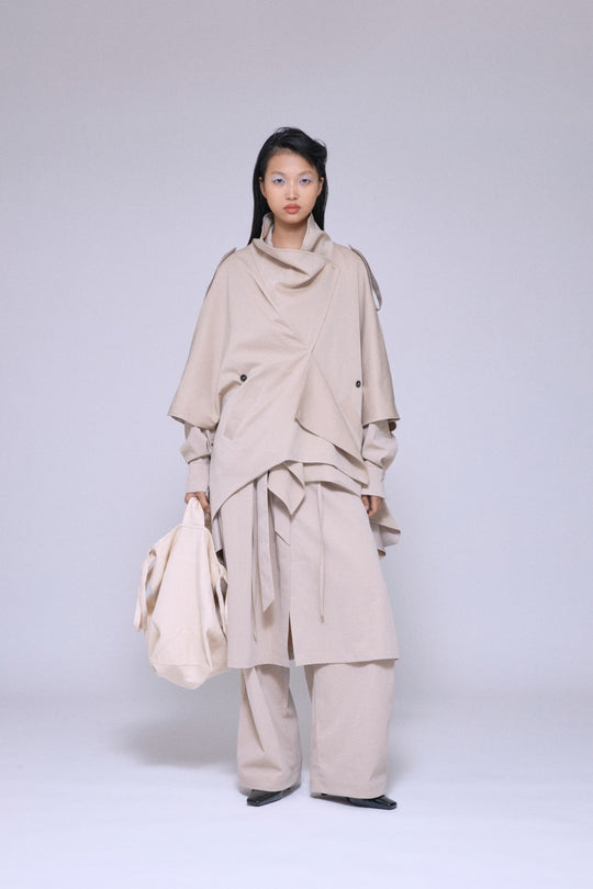 Statement Cropped Trench Beige