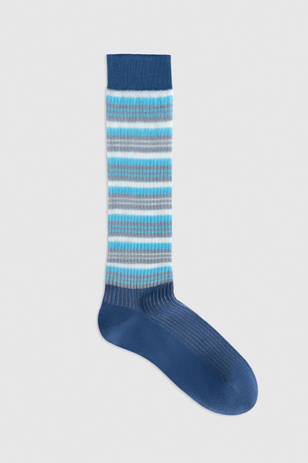 Contrast Stripe Crew Socks Slate Blue