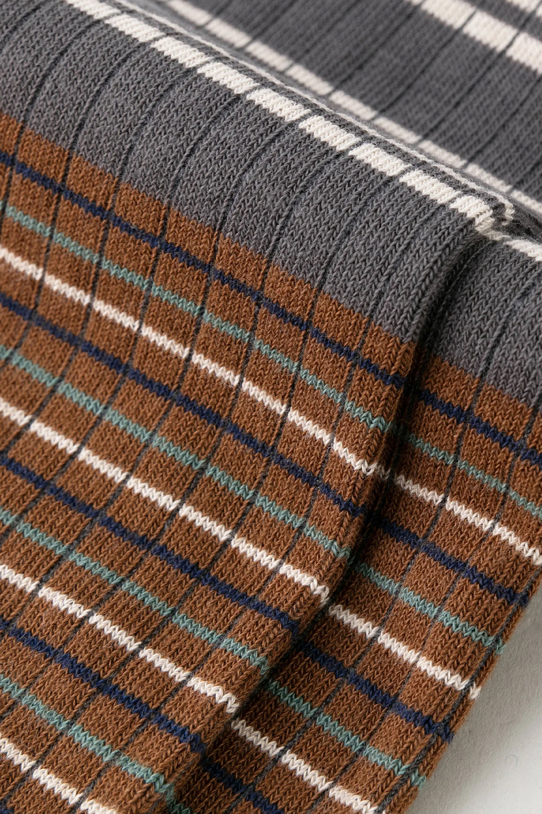 Contrast Stripe Calf Sock Taupe