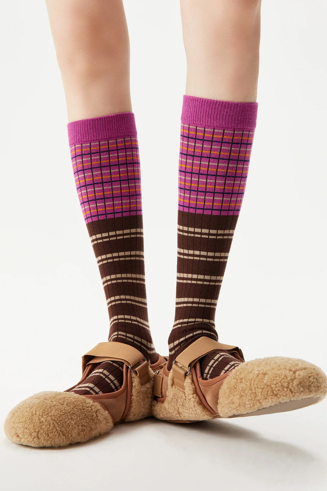 Contrast Stripe Calf Sock Berries