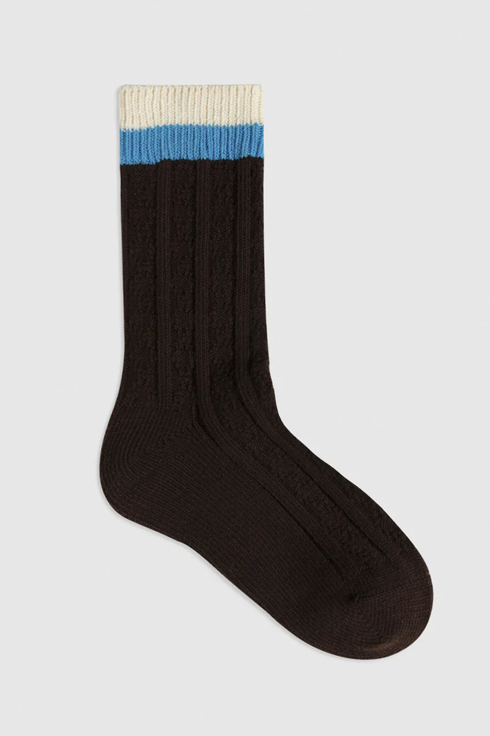 Contrast Cuff Combed Cotton Crew Socks Terracotta