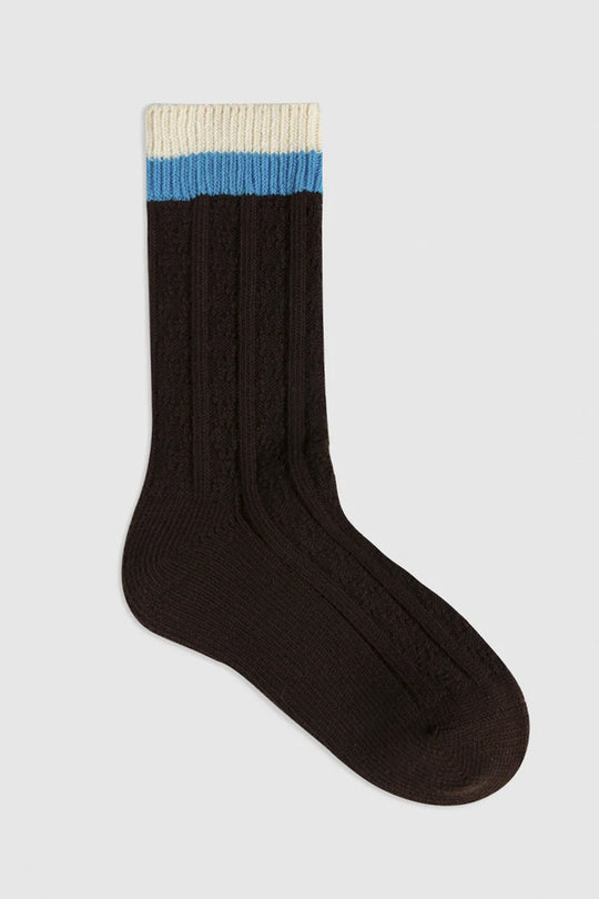 Contrast Cuff Combed Cotton Crew Socks Terracotta