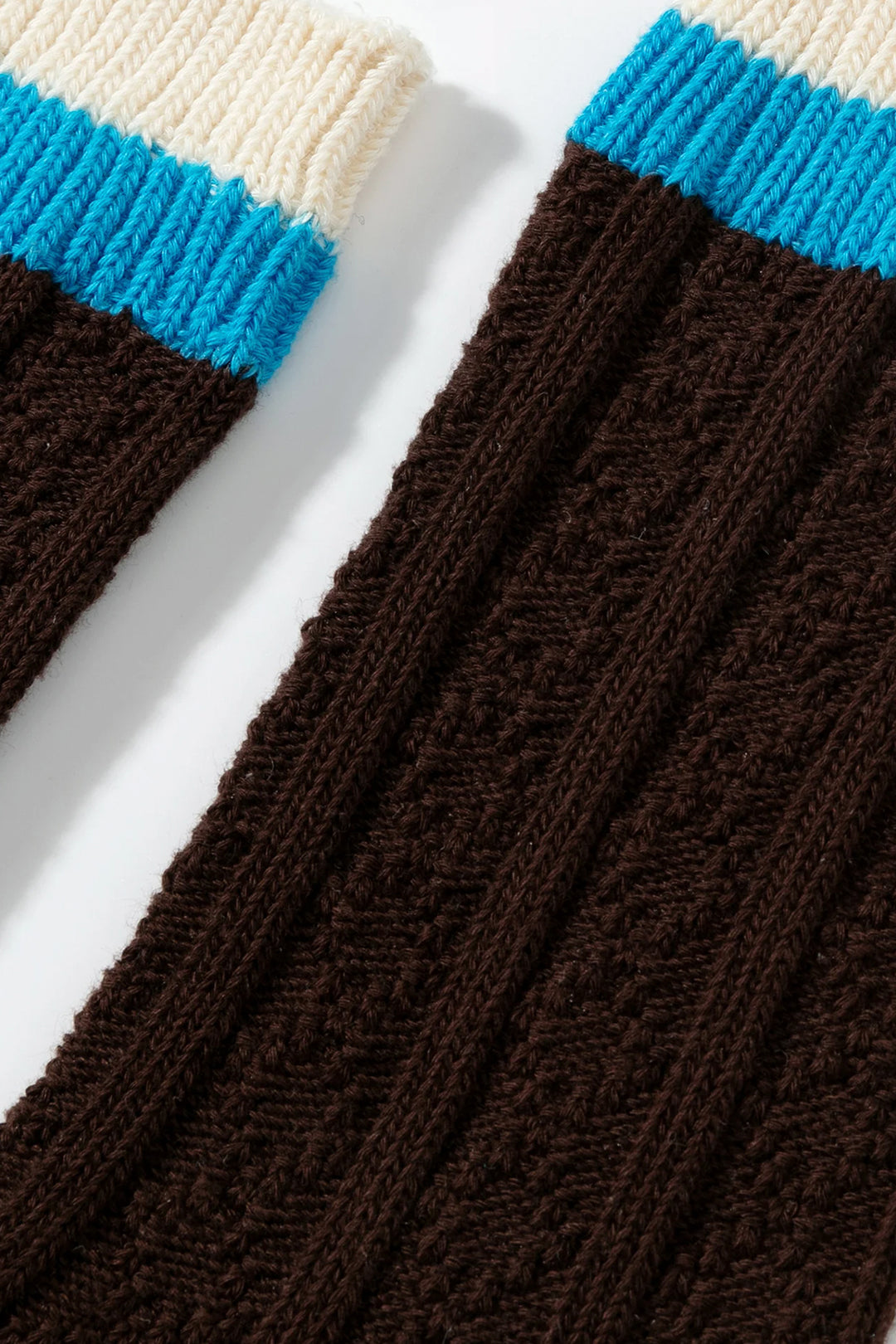 Contrast Cuff Combed Cotton Crew Socks Terracotta