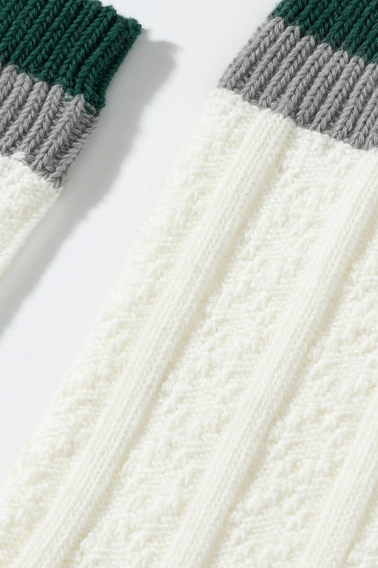 Contrast Cuff Combed Cotton Crew Socks Cream