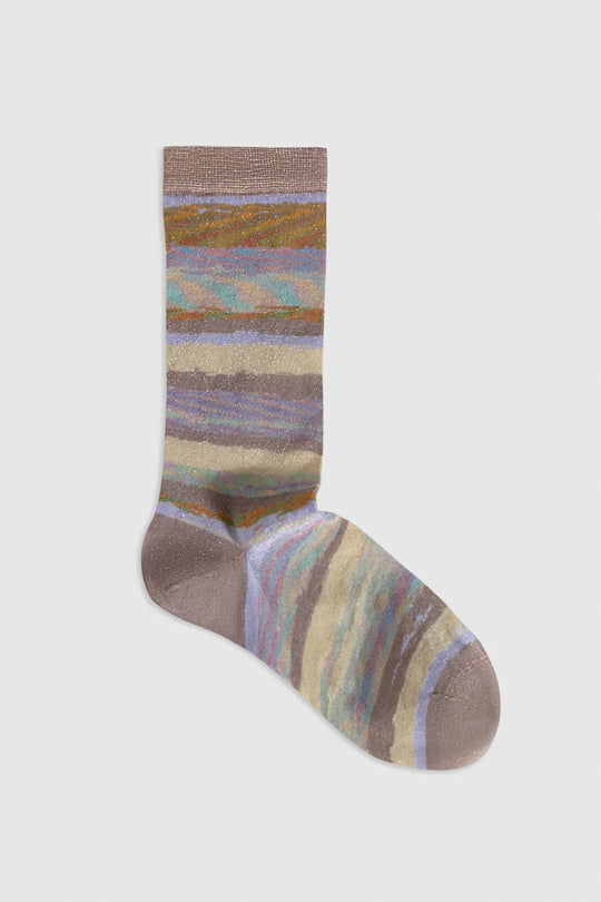 Textured Lurex Crew Socks Oatmeal