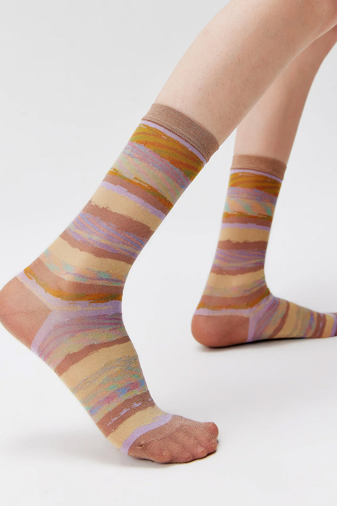 Textured Lurex Crew Socks Oatmeal