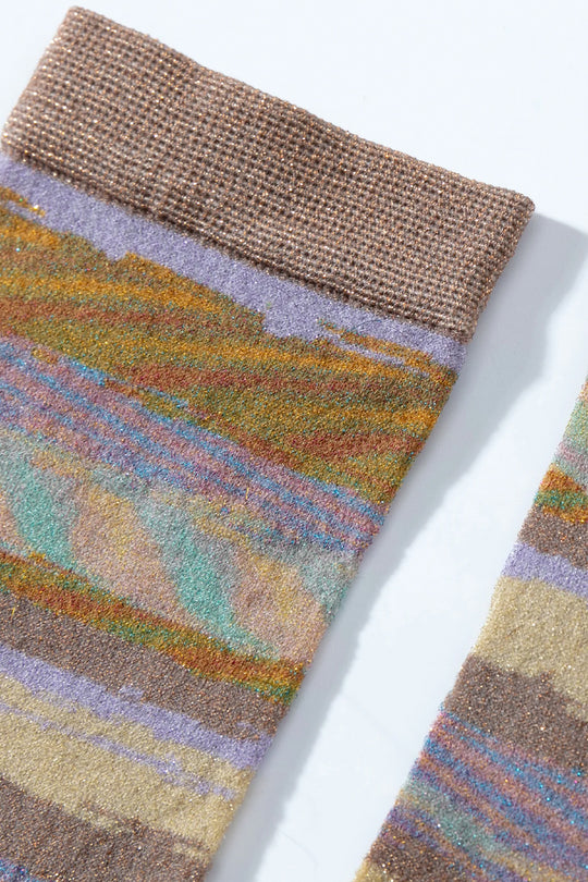 Textured Lurex Crew Socks Oatmeal