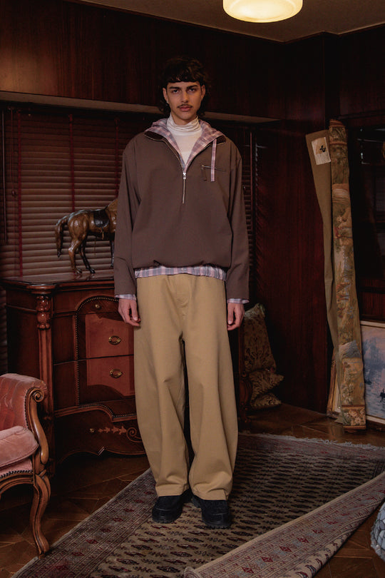 Clear Twill Crescent Wide 5-Pocket Trousers BEIGE