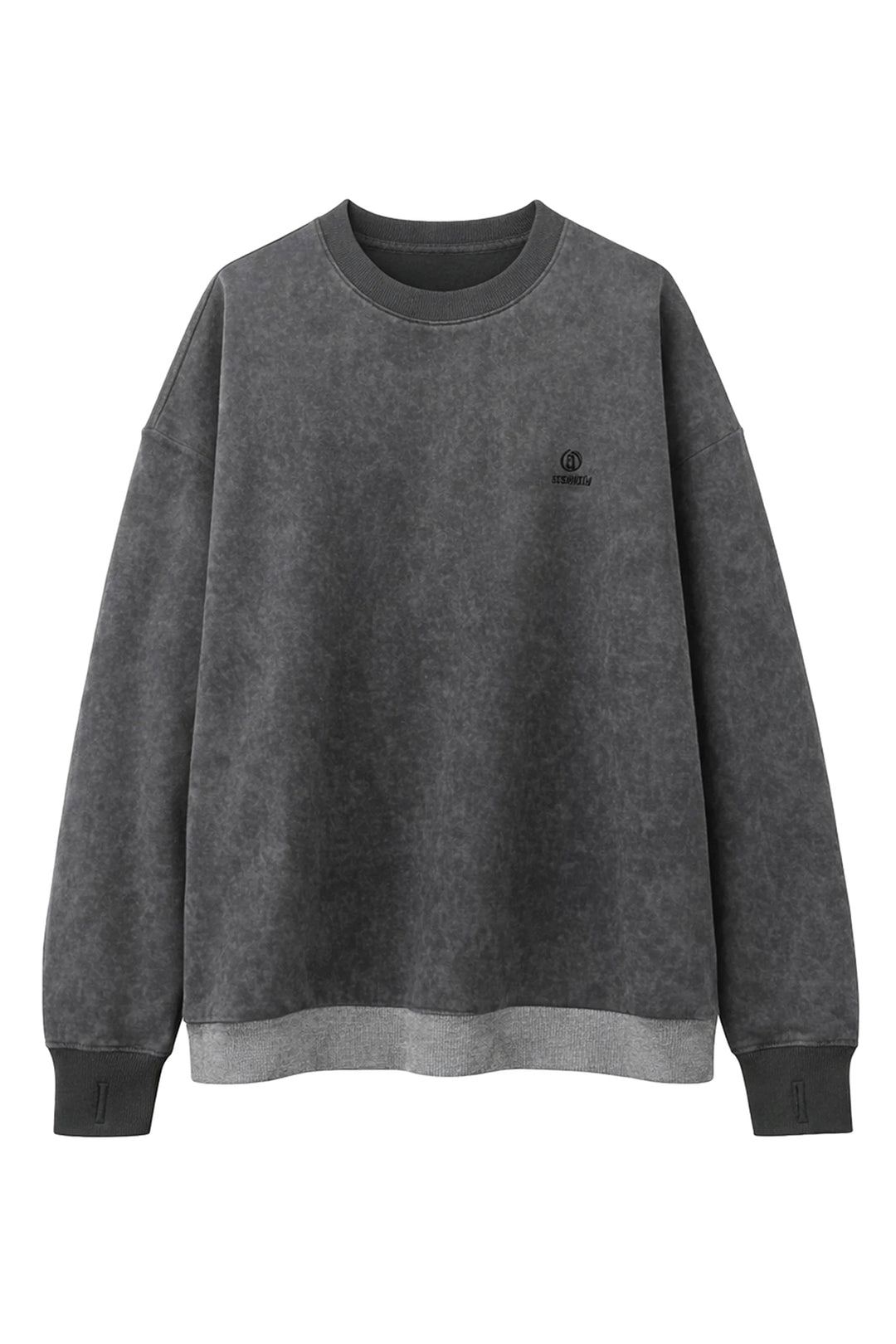 Batik-Dyed Thermal Layered Split Raglan Pullover CHARCOAL