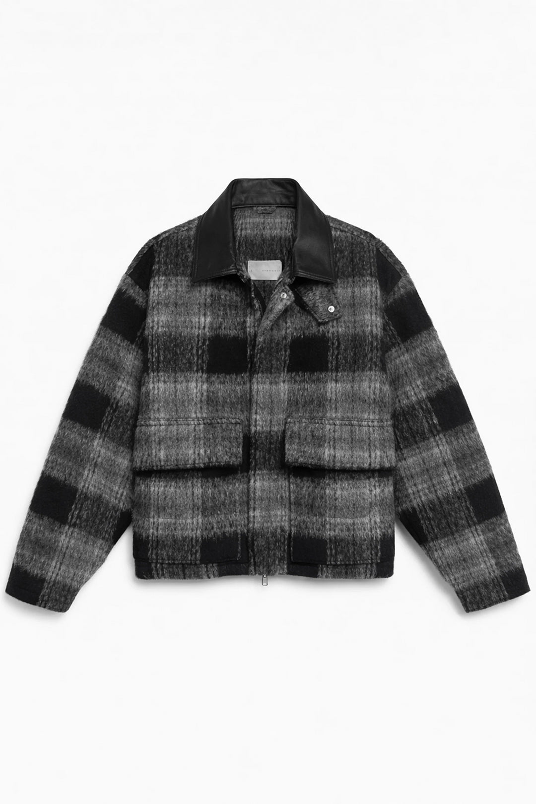 Shaggy Wool Check Ventilation Short Blouson BLACK