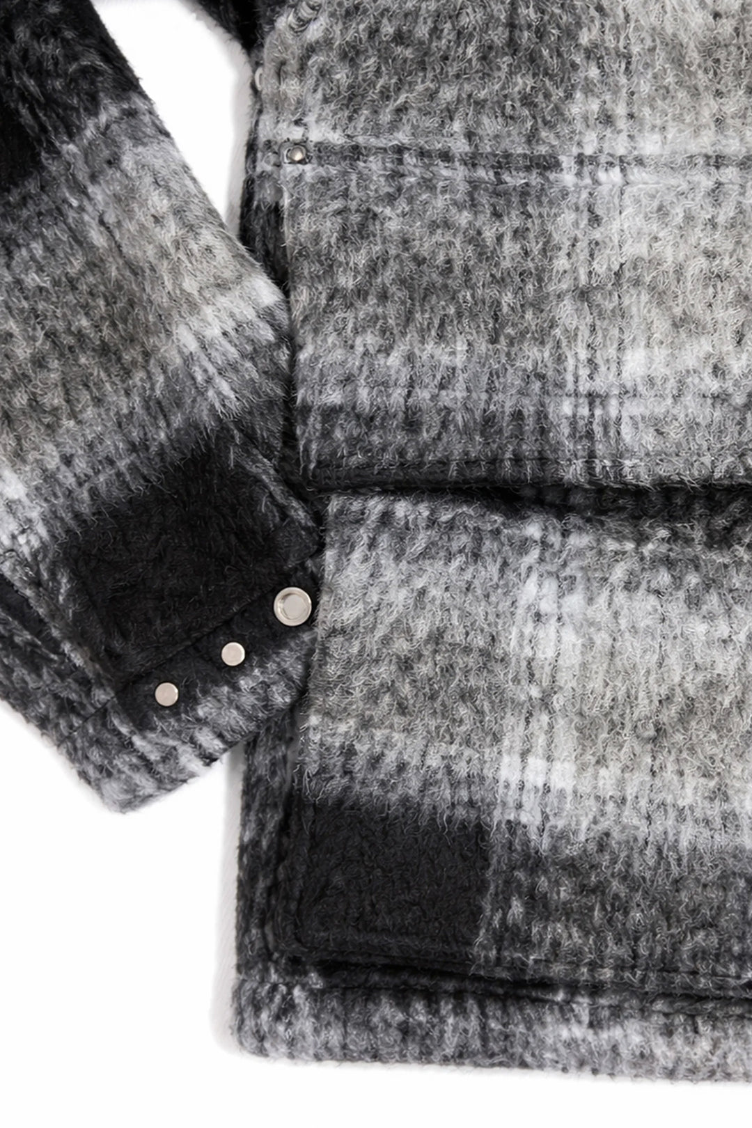 Shaggy Wool Check Ventilation Short Blouson BLACK