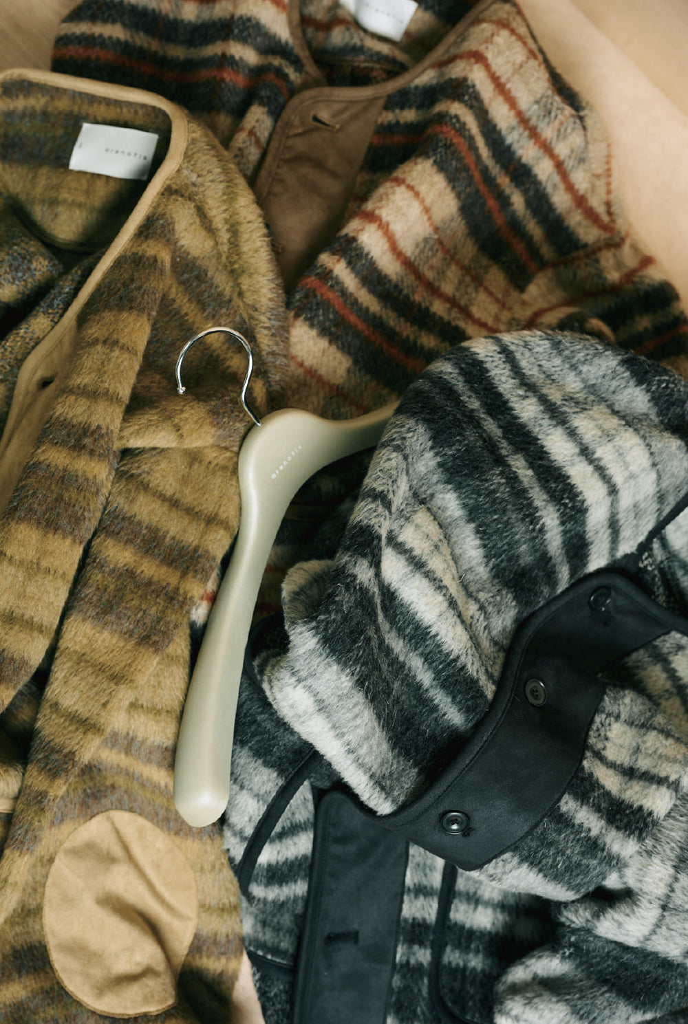 Suede Combo Shaggy Check Cardigan BROWN