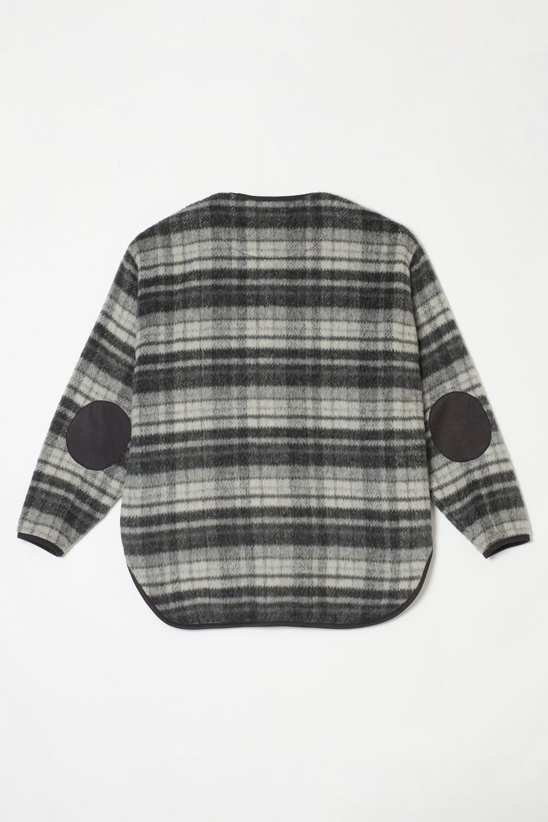 Suede Combo Shaggy Check Cardigan CHARCOAL