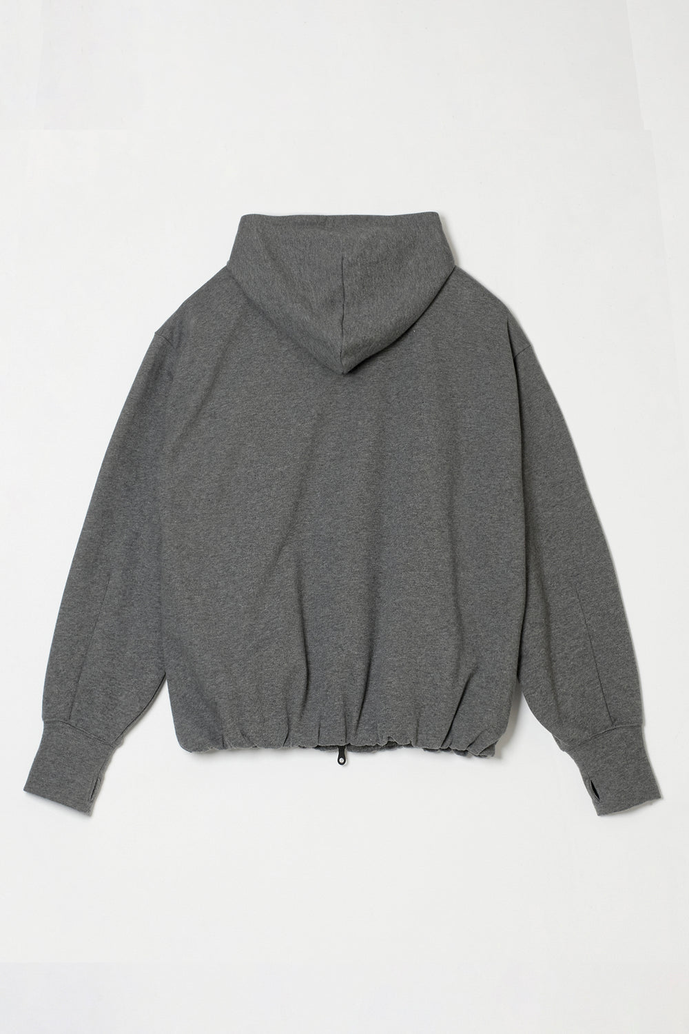 Heavyweight Gathered Hem Zip-Up Hoodie CHARCOAL