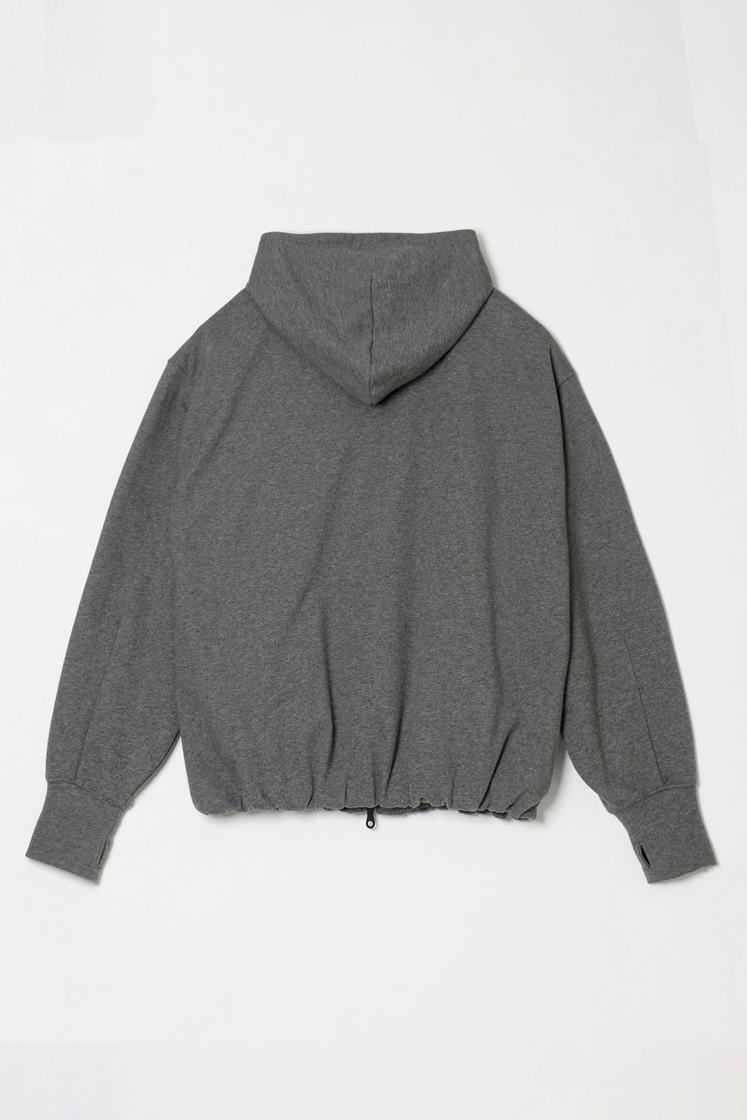Heavyweight Gathered Hem Zip-Up Hoodie CHARCOAL