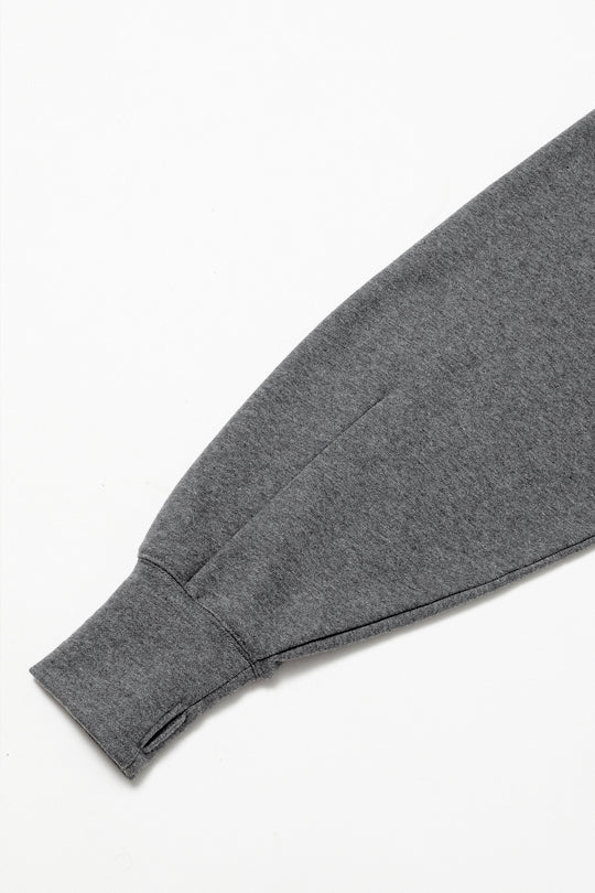 Heavyweight Gathered Hem Zip-Up Hoodie CHARCOAL