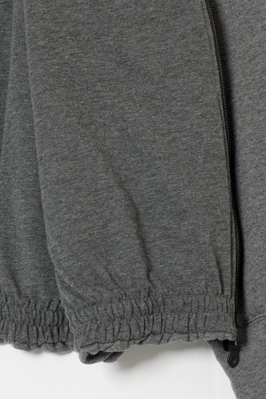 Heavyweight Gathered Hem Zip-Up Hoodie CHARCOAL